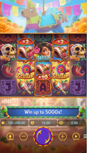 Pinata Wins — Gold Frame multipliers on middle reels